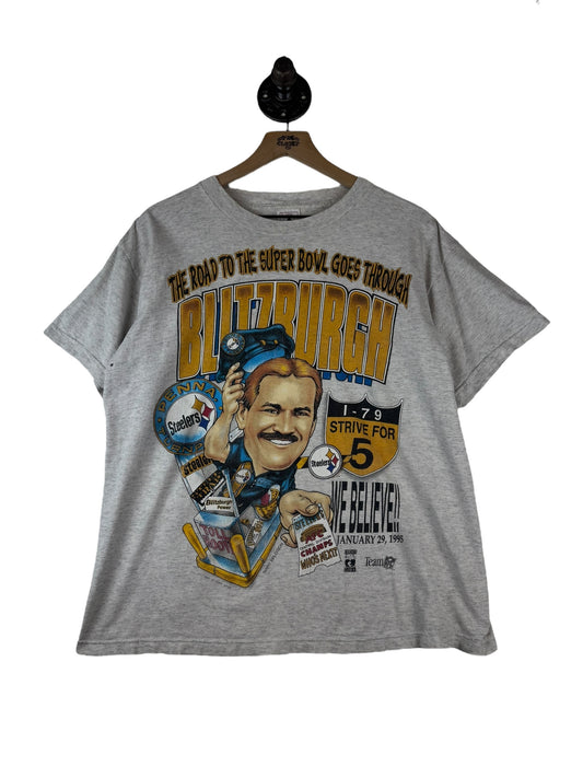 (S/M)1995 Steelers Strive For Five Caricature Tee