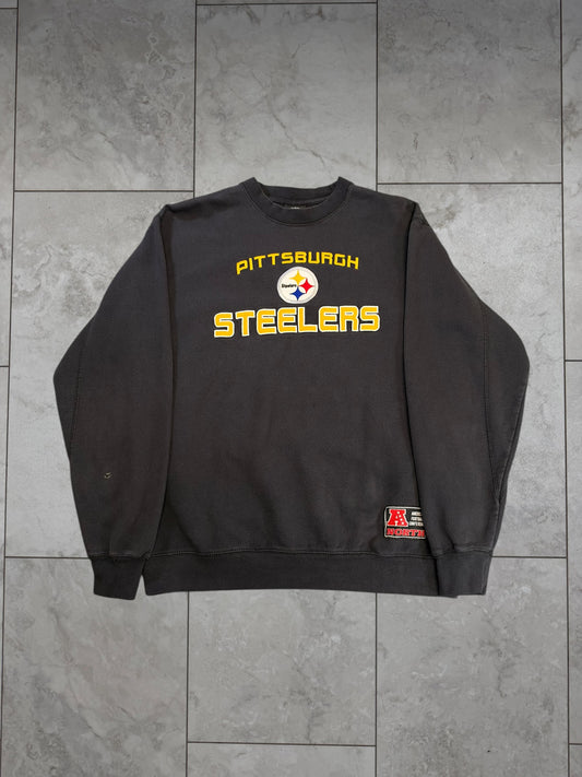 (L) Vintage Y2L Steelers Embroidered + Embossed Crewneck