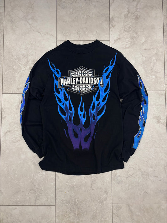 (M) 1993 Harley Blue Flame Long Sleeve