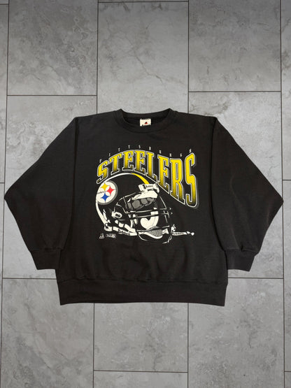 (XL) 1995 Steelers Helmet Riddell Graphic Crewneck