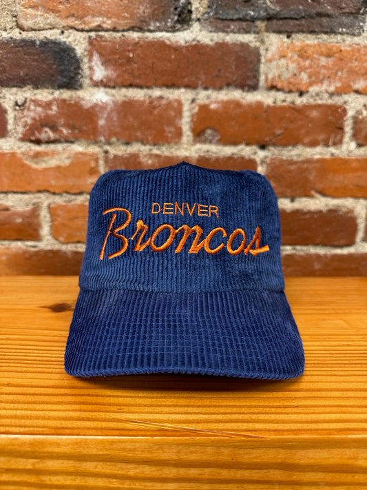 Vintage Denver Broncos Single Line Script Corduroy Hat
