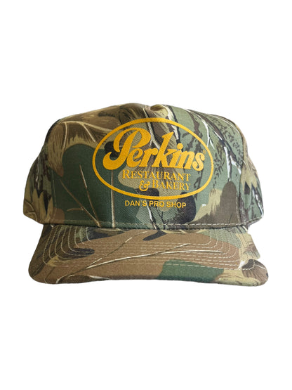 Vintage Perkins Restaurant Camo SnapBack Hat Brand New
