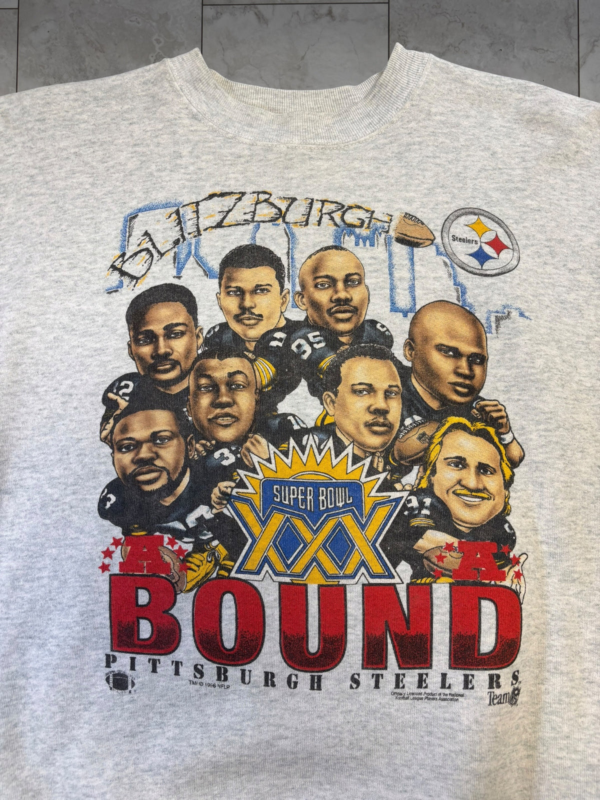 (M/L) 1996 Steelers Blitzburgh Caricature Crewneck