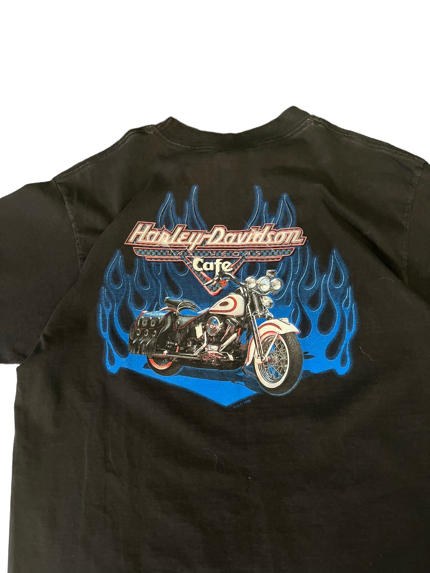 (L) 1998 Harley Davidson Las Vegas Double Sided Pocket Tee