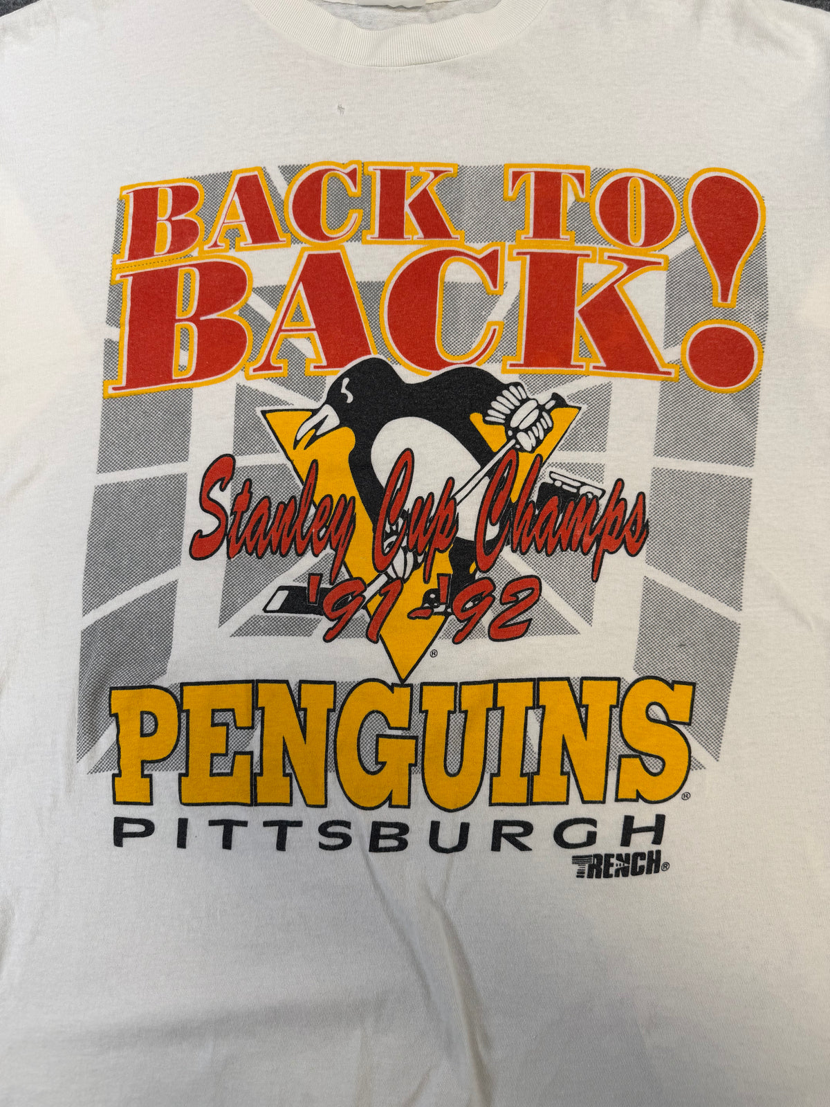 (S) 1992 Penguins Back to Back! Stanley Cup Champs Graphic Tee