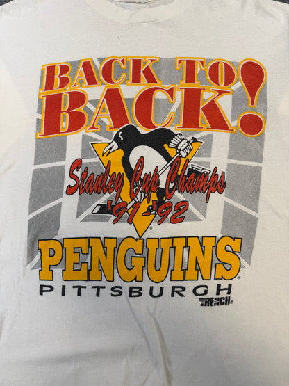 (S) 1992 Penguins Back to Back! Stanley Cup Champs Graphic Tee