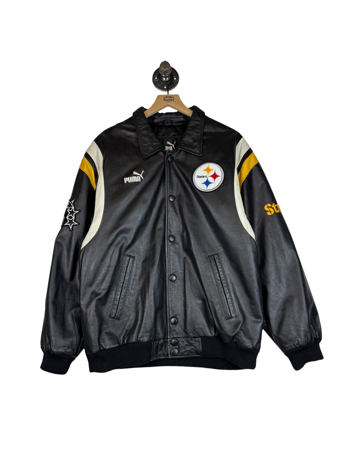 (M) Vintage Steelers Puma Leather Jacket