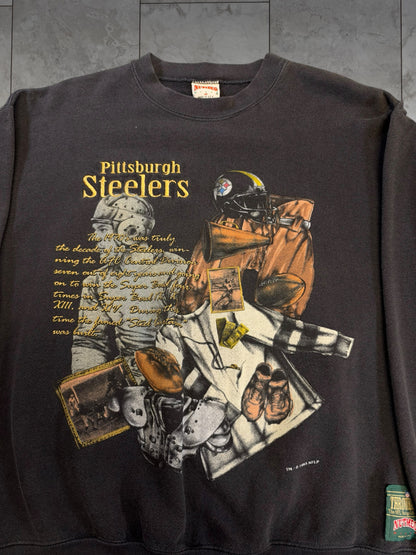 (M) 1993 Steelers Graphic + Embroidered Nutmeg Crewneck