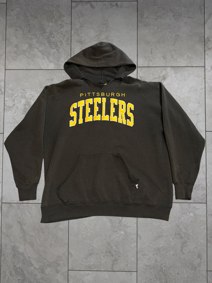 (XXL) Vintage 90's Steelers Thrashed Russel Hoodie