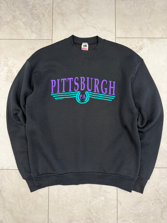 (L) 1991 Pittsburgh Puff-print Script Crewneck