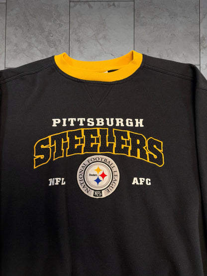 (XL) Vintage 90's Steelers Crest Embroidered Lee Crewneck