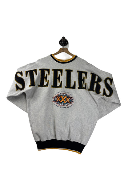 (L/XL) 1996 Steelers Spellout Super Bowl XXX Crewneck