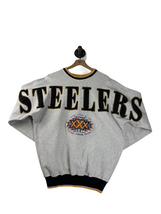 (L/XL) 1996 Steelers Spellout Super Bowl XXX Crewneck