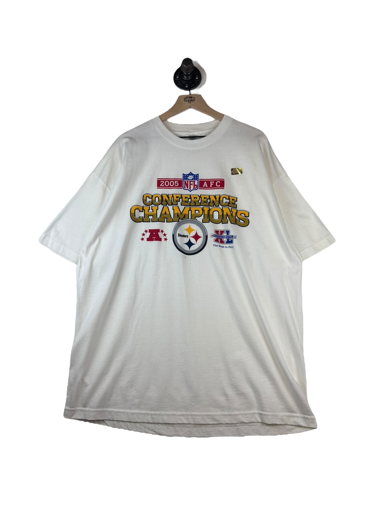 (XXL) 2005 Steelers AFC Champs Tee - NEW w Flaw