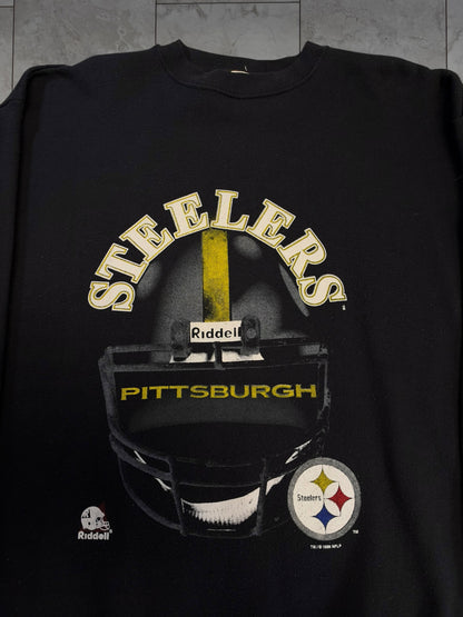 (XL) 1996 Steelers Helmet Riddell Graphic Crewneck