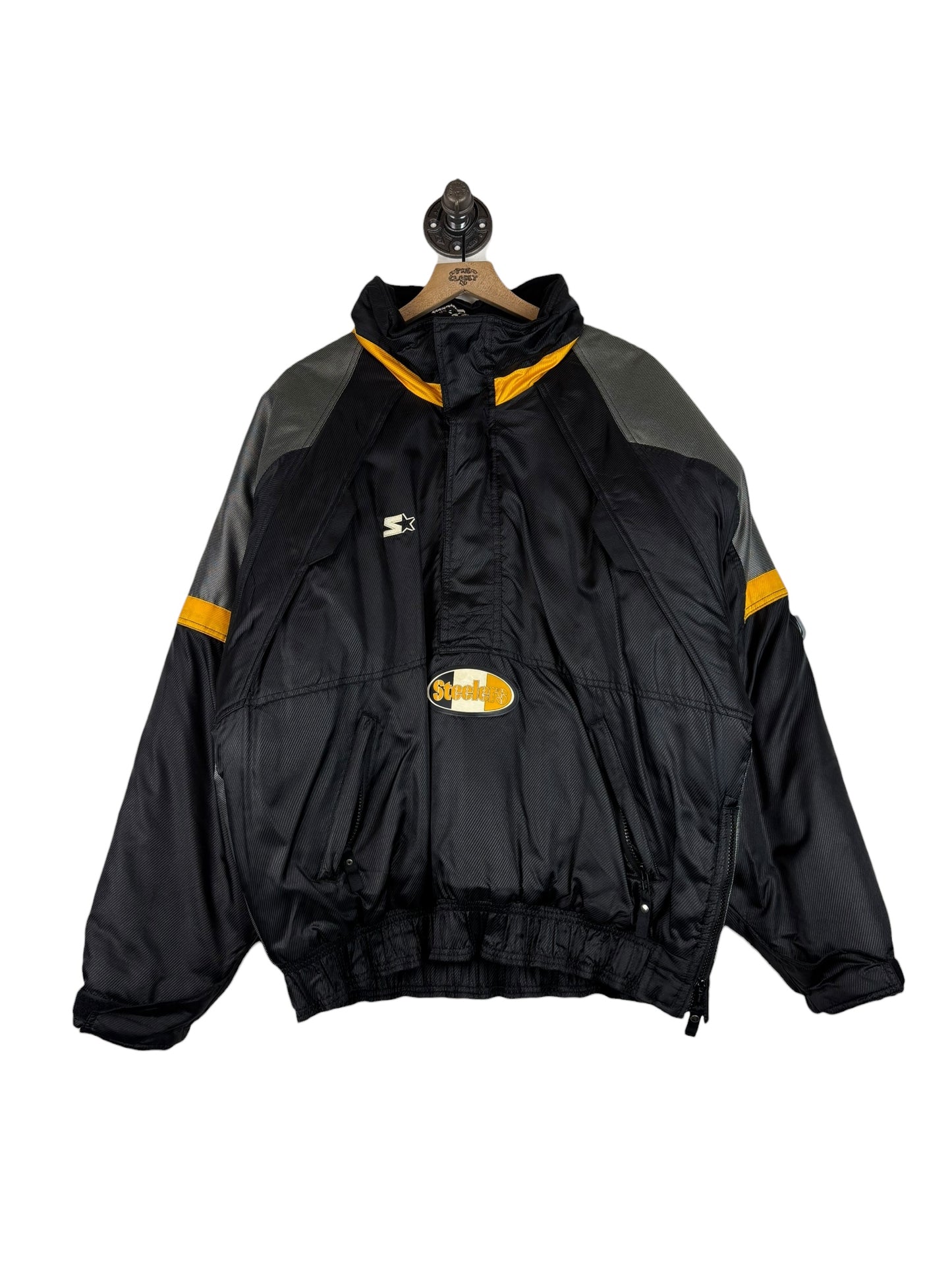 (M) Vintge Steelers Starter 1/2 Zip Puffer Jacket