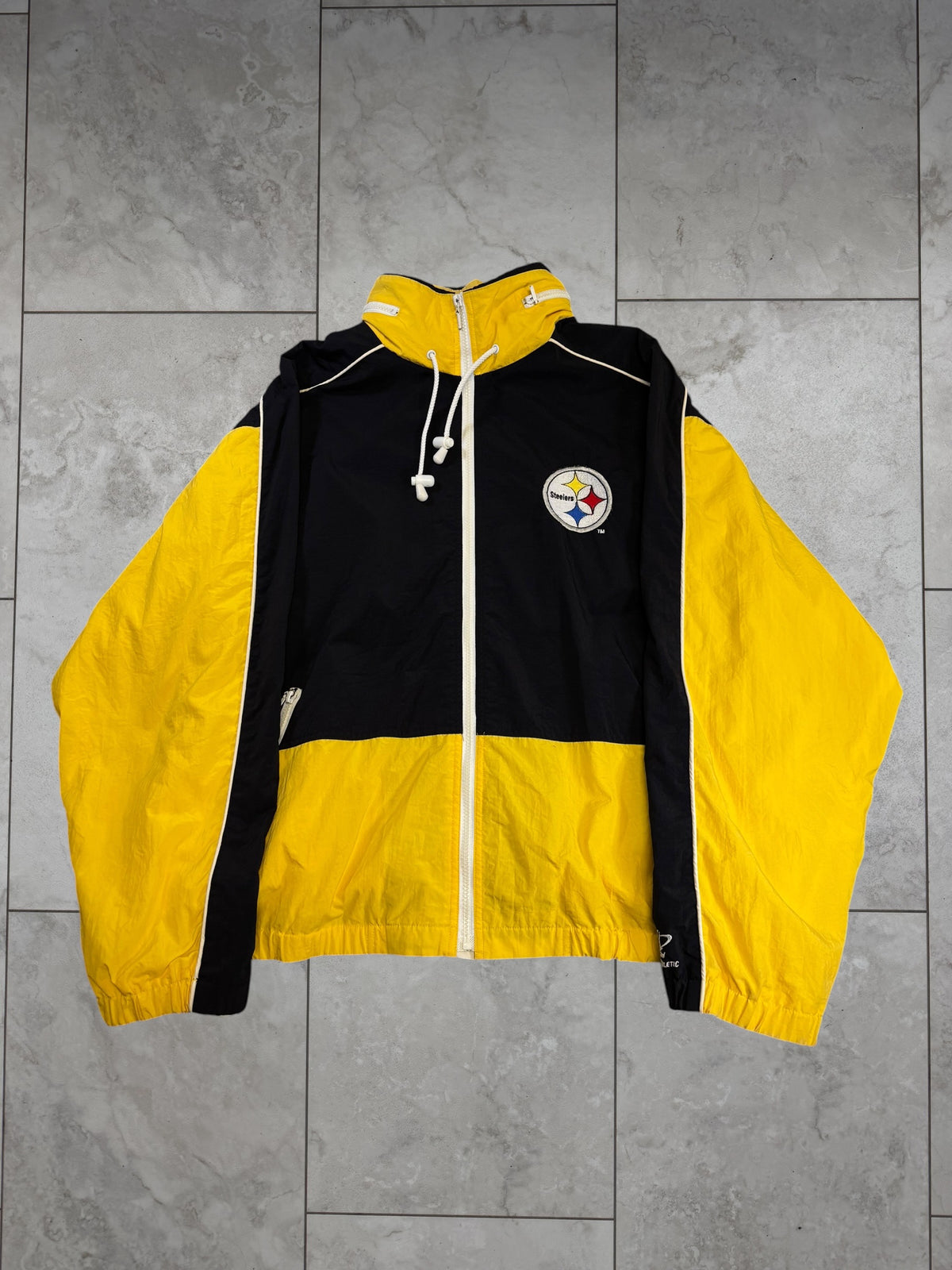 (L) Vintage 90s Steelers Logo Athletic Full Zip Jacket