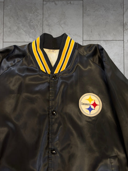 (M/L) Vintage 80's Steelers Satin Button Up Jacket