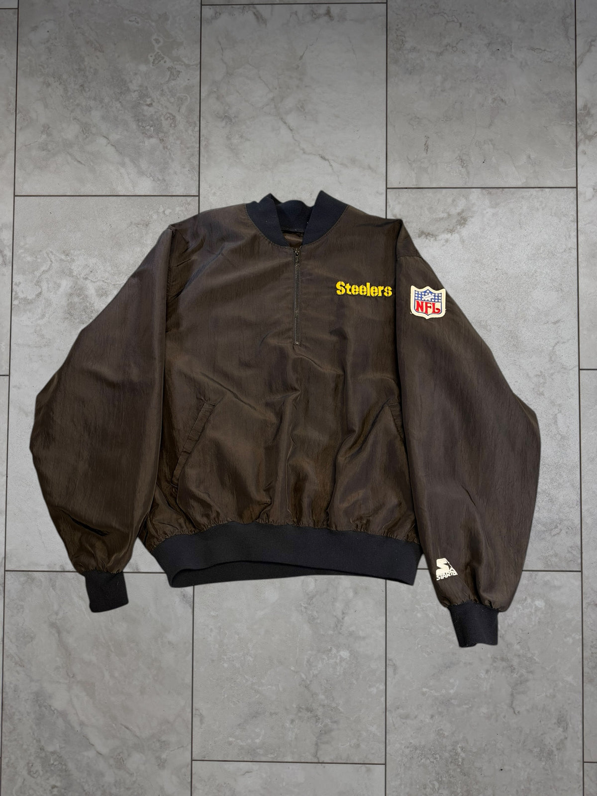 (XL) Vintage 80's Steelers Starter 1/4 Zip Pullover Jacket