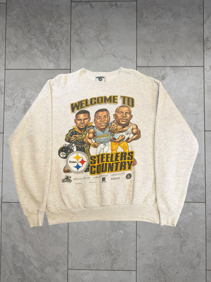 (XL) 1997 Steelers Welcome to Steelers Country Caricature Crewneck