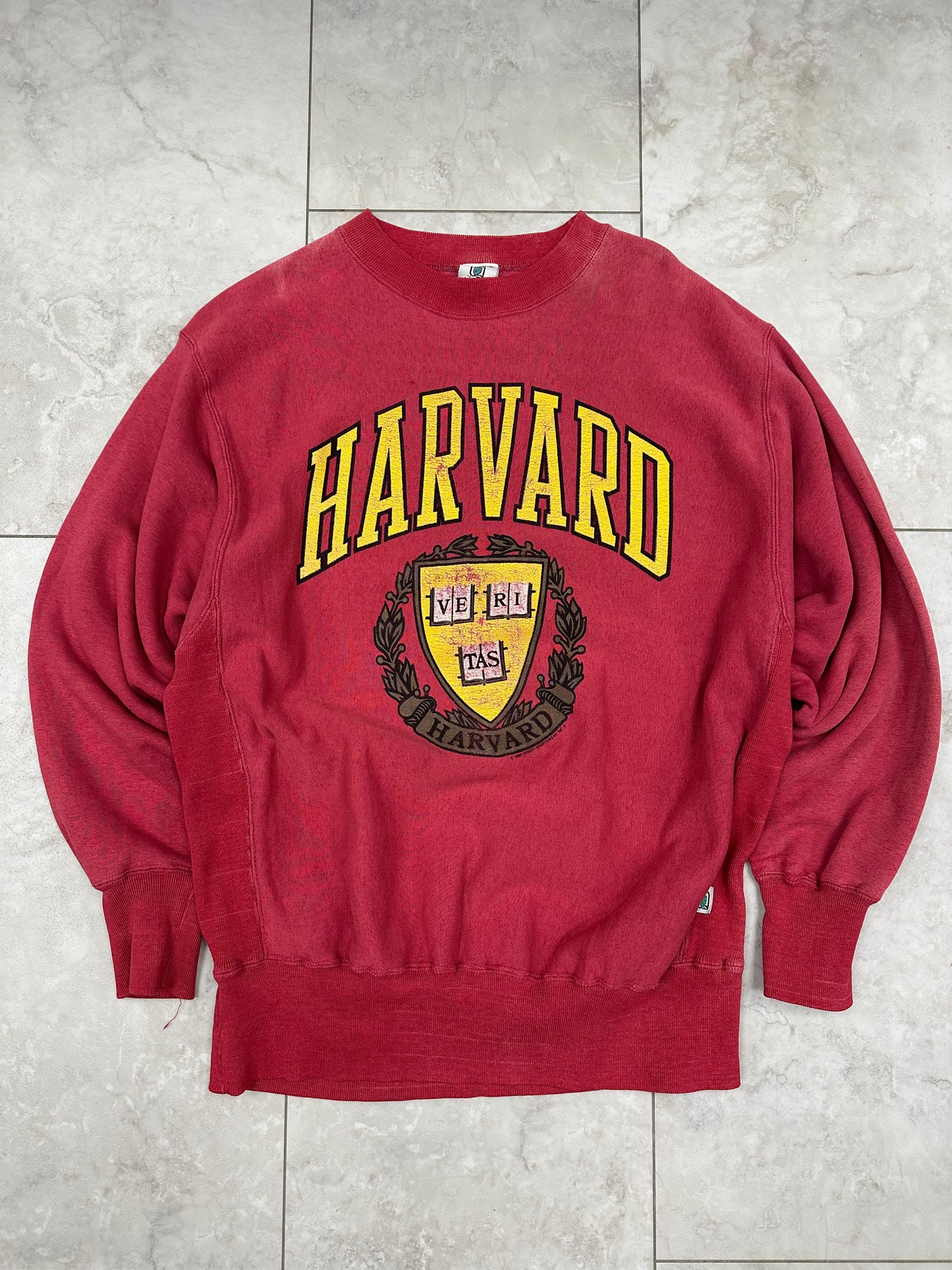 (L) 1989 Harvard University Reverse Weave Crewneck