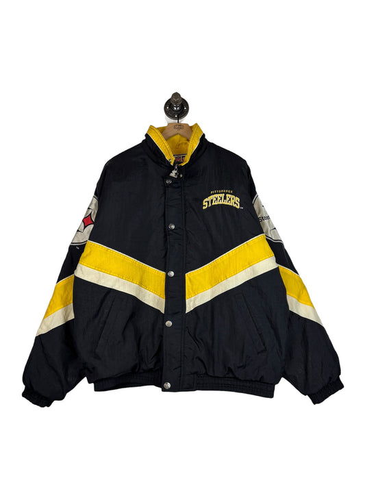 (XL) Vintage Steelers Starter Full Zip Puffer Jacket