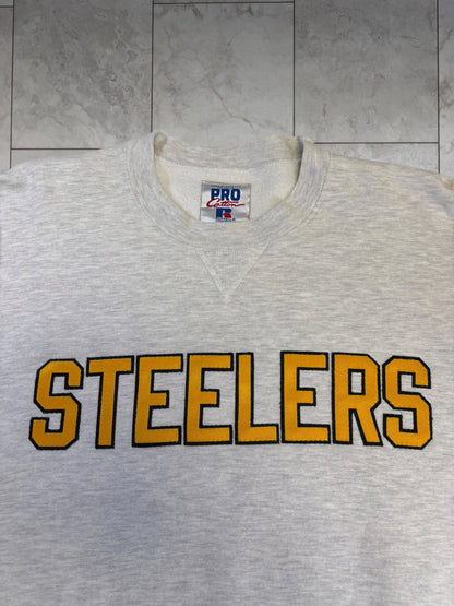 (M) Vintage 90s Steelers Russel Embossed Crewneck