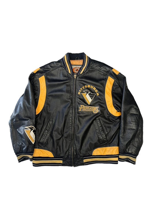 (XL) Vintage Pittsburgh Penguins Leather Jacket