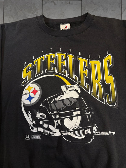 (XL) 1995 Steelers Helmet Riddell Graphic Crewneck