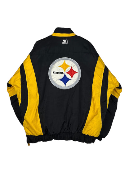 (XL) Vintage Steelers Starter Embroidered Kangaroo Puffer Jacket