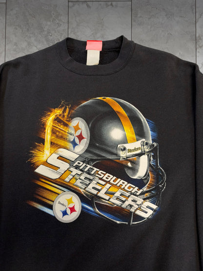 (L) Vintage Y2K Steelers Steel Pouring Helmet Crewneck