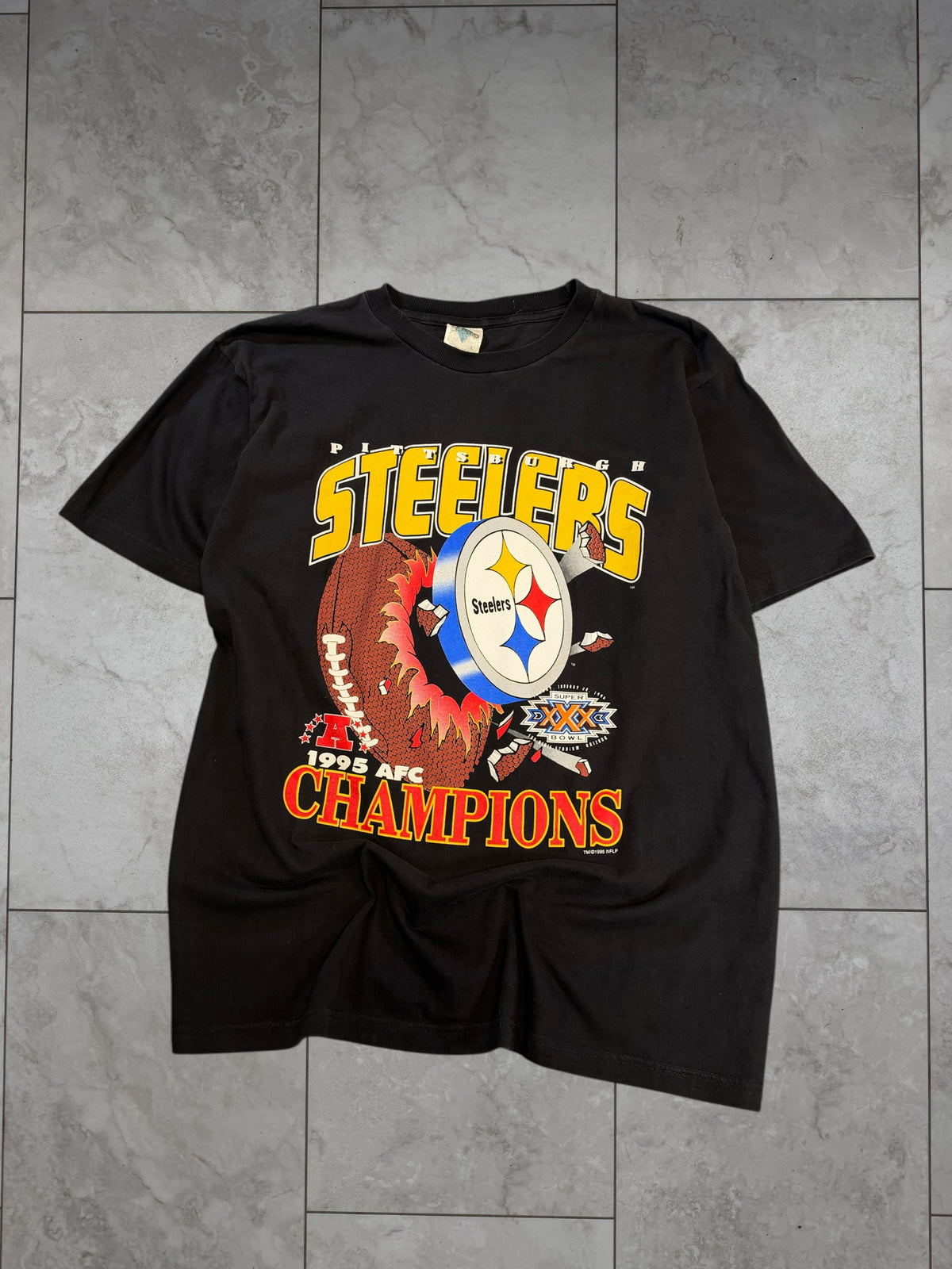 (L) 1995 Steelers AFC Champions Explosion Graphic Tee