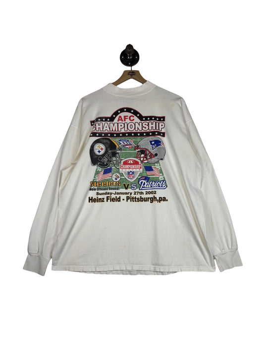 (XXL) 2002 Steelers AFC Championship Double Sided Long Sleeve