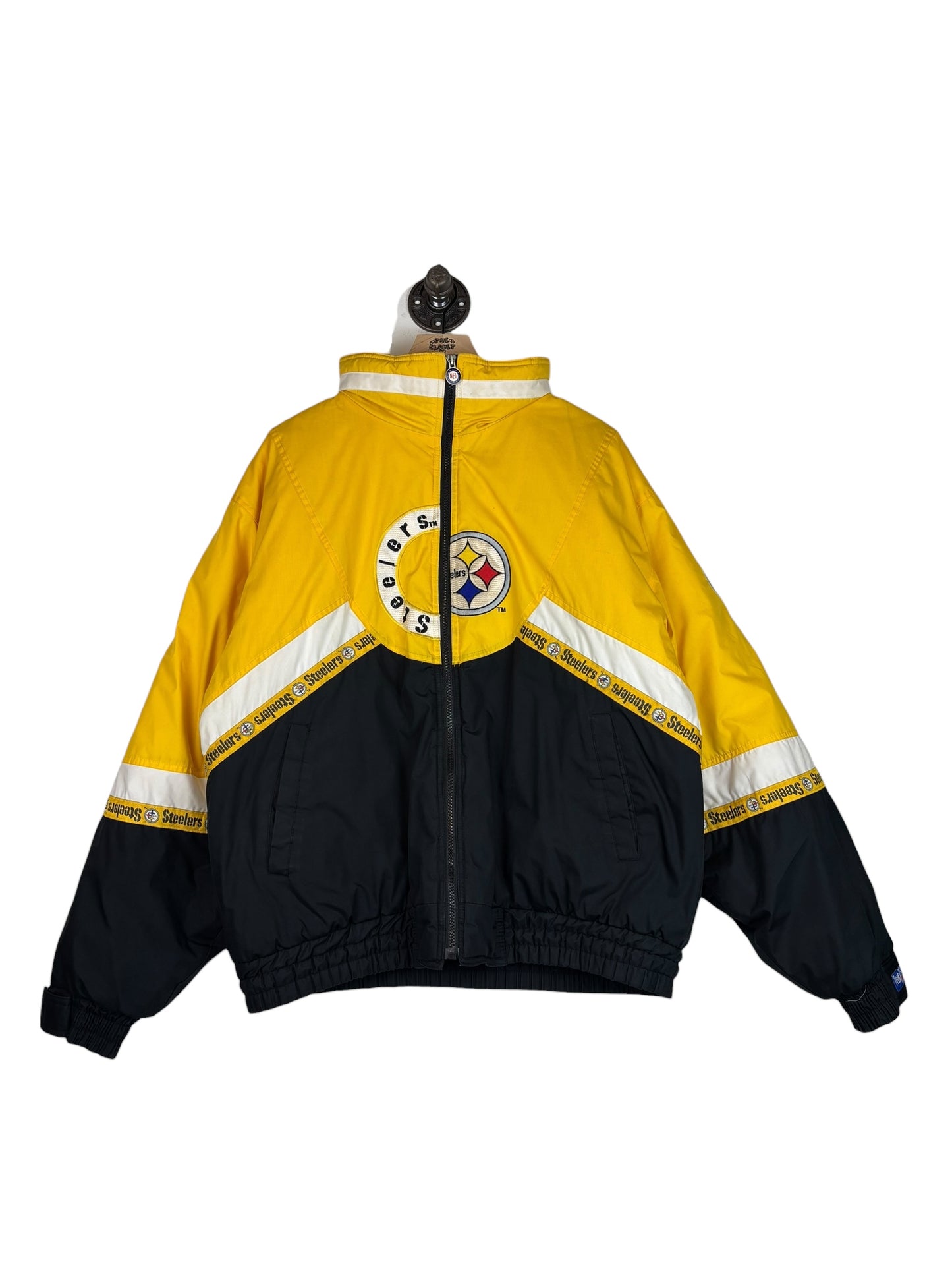 (L/XL) Vintage Steelers Triple Fat Goose Full Zip Puffer Jacket