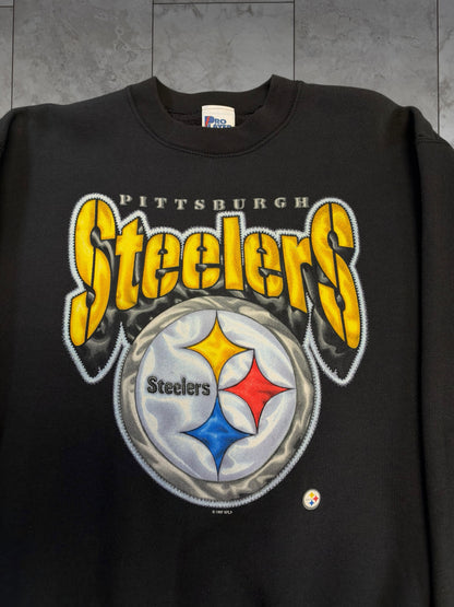 (L) 1997 Steelers Arch Text + Logo Graphic Crewneck