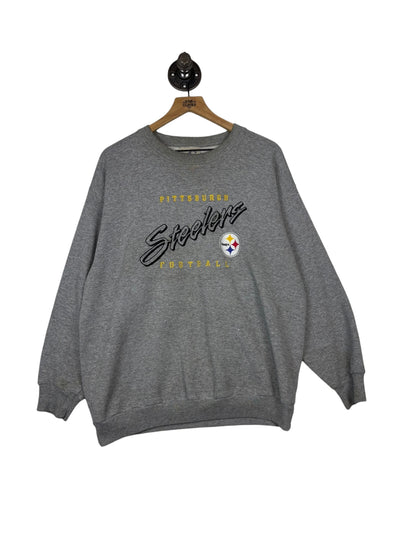 (L) Vintage Steelers Embroidered Logo Athletic Crewneck