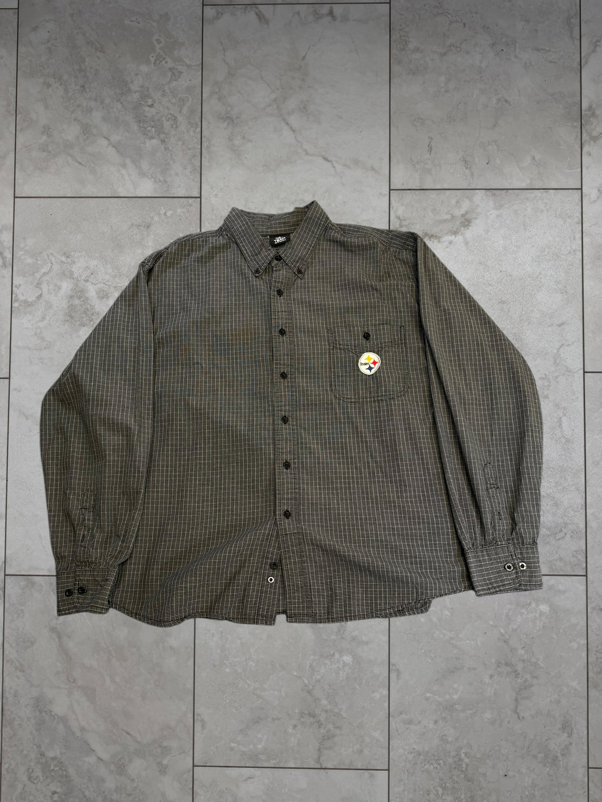 (M/L) Vintage Y2K Steelers Button Up Longsleeve Shirt