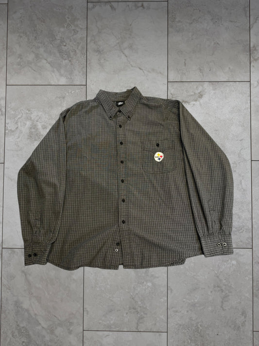 (M/L) Vintage Y2K Steelers Button Up Longsleeve Shirt