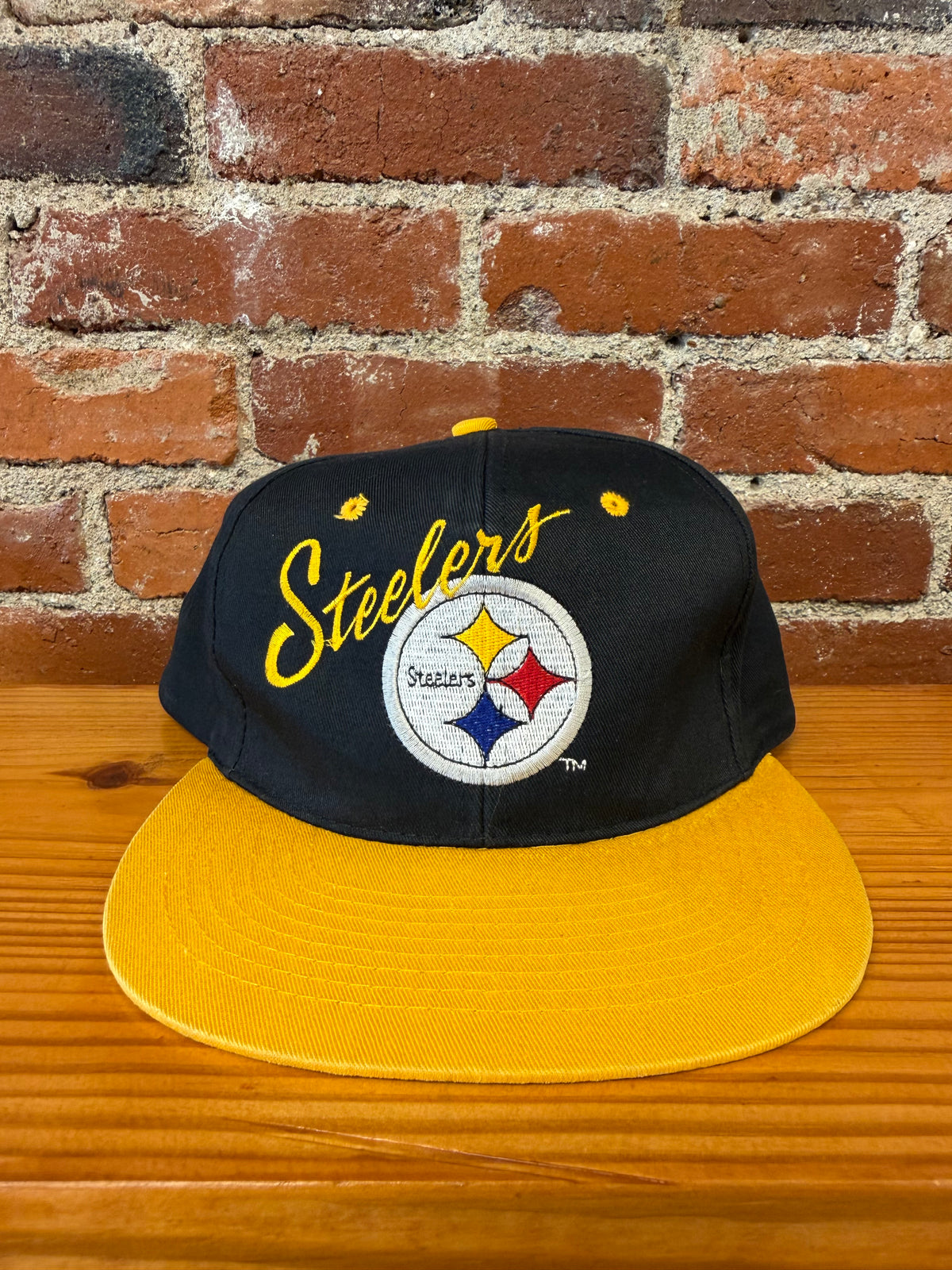 Vintage Steelers Embroidered Script & Logo Snapback Hat