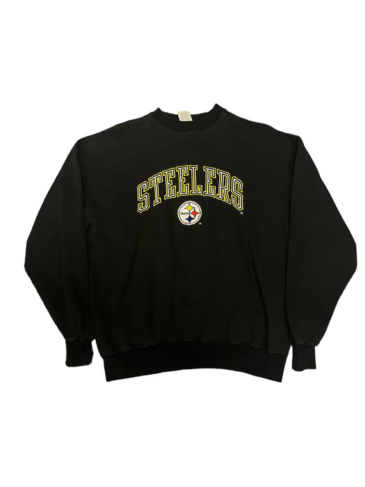 (M/L) Vintage Steelers Embroidered Crewneck