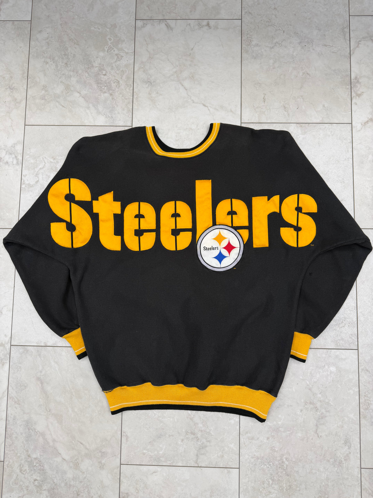 (M/L) Vintage 90’s Steelers Embroidered Legends Spellout Crewneck