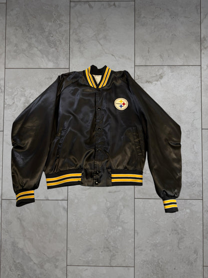 (M/L) Vintage 80's Steelers Satin Button Up Jacket