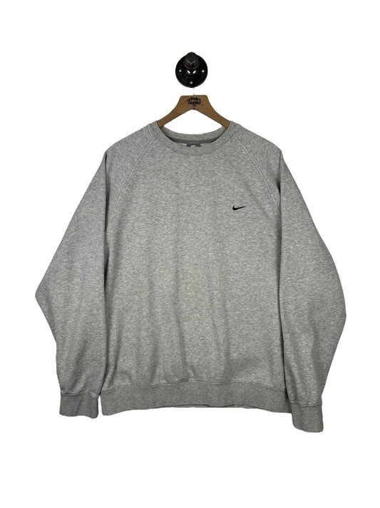 (XL) Vintage Y2K Nike Grey  Corner Swoosh Embroidered Crewneck