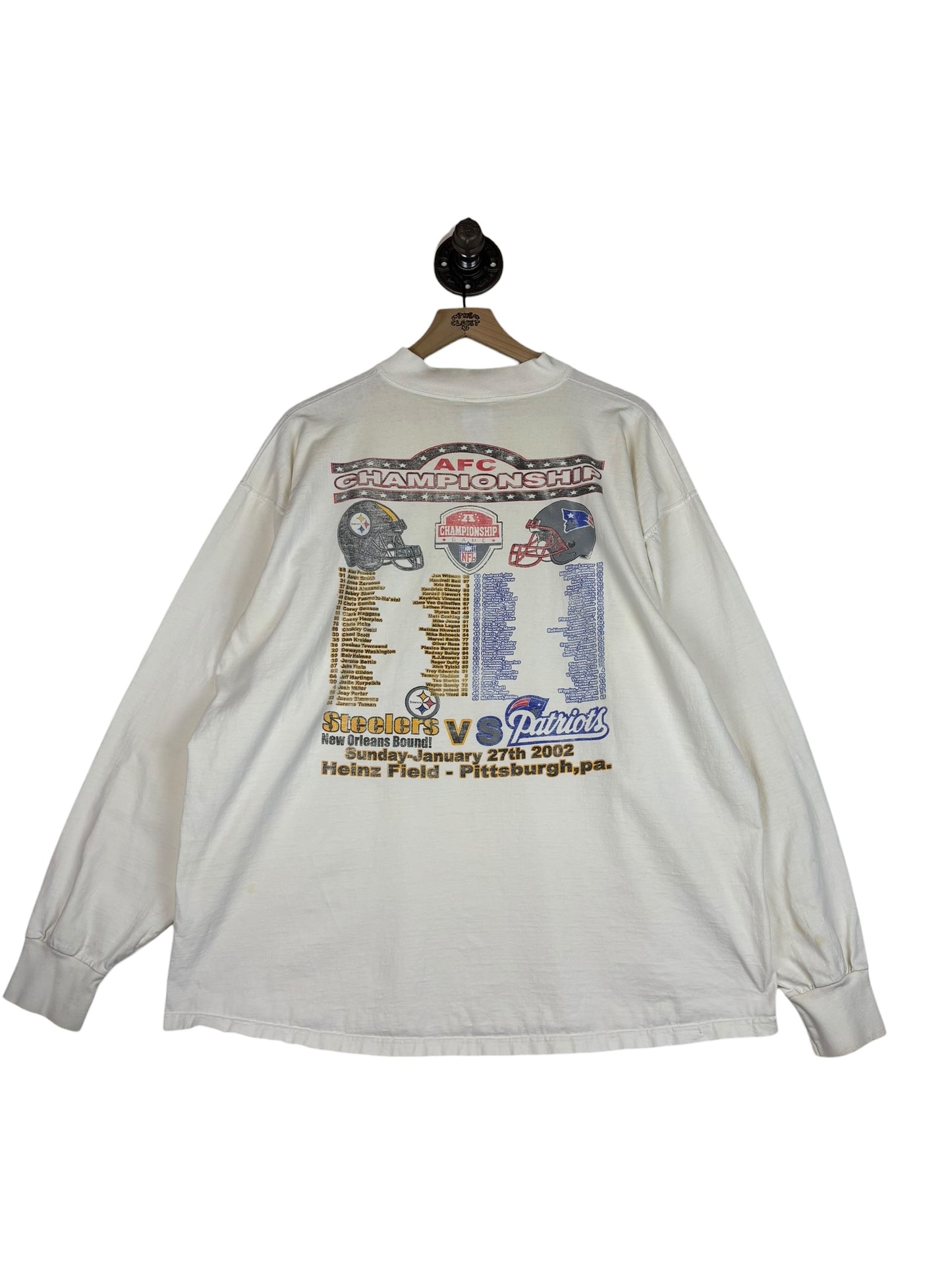 (XXL) 2002 Steelers AFC Championship Double Sided Long Sleeve
