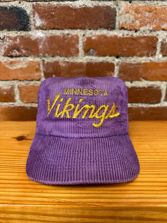 Vintage Minnesota Vikings Single Line Script Corduroy Hat