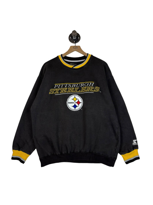 (XL) Vintage Steelers Starter Embroidered Crewneck