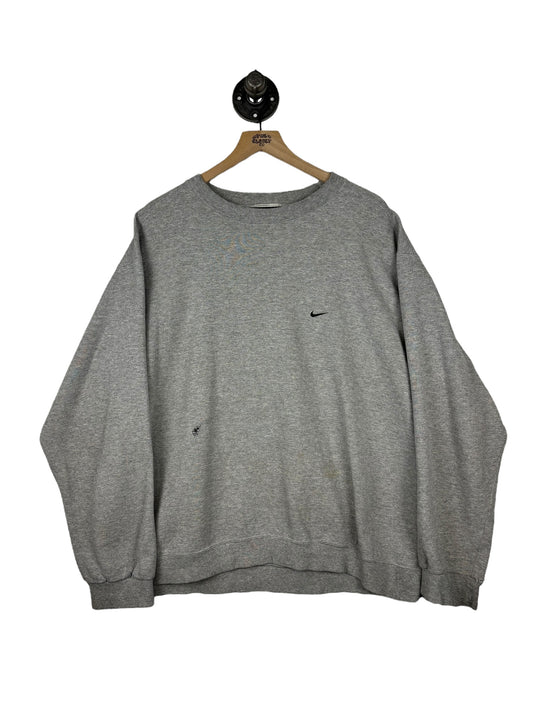 (XL) Vintage Nike Grey  Corner Swoosh Embroidered Crewneck