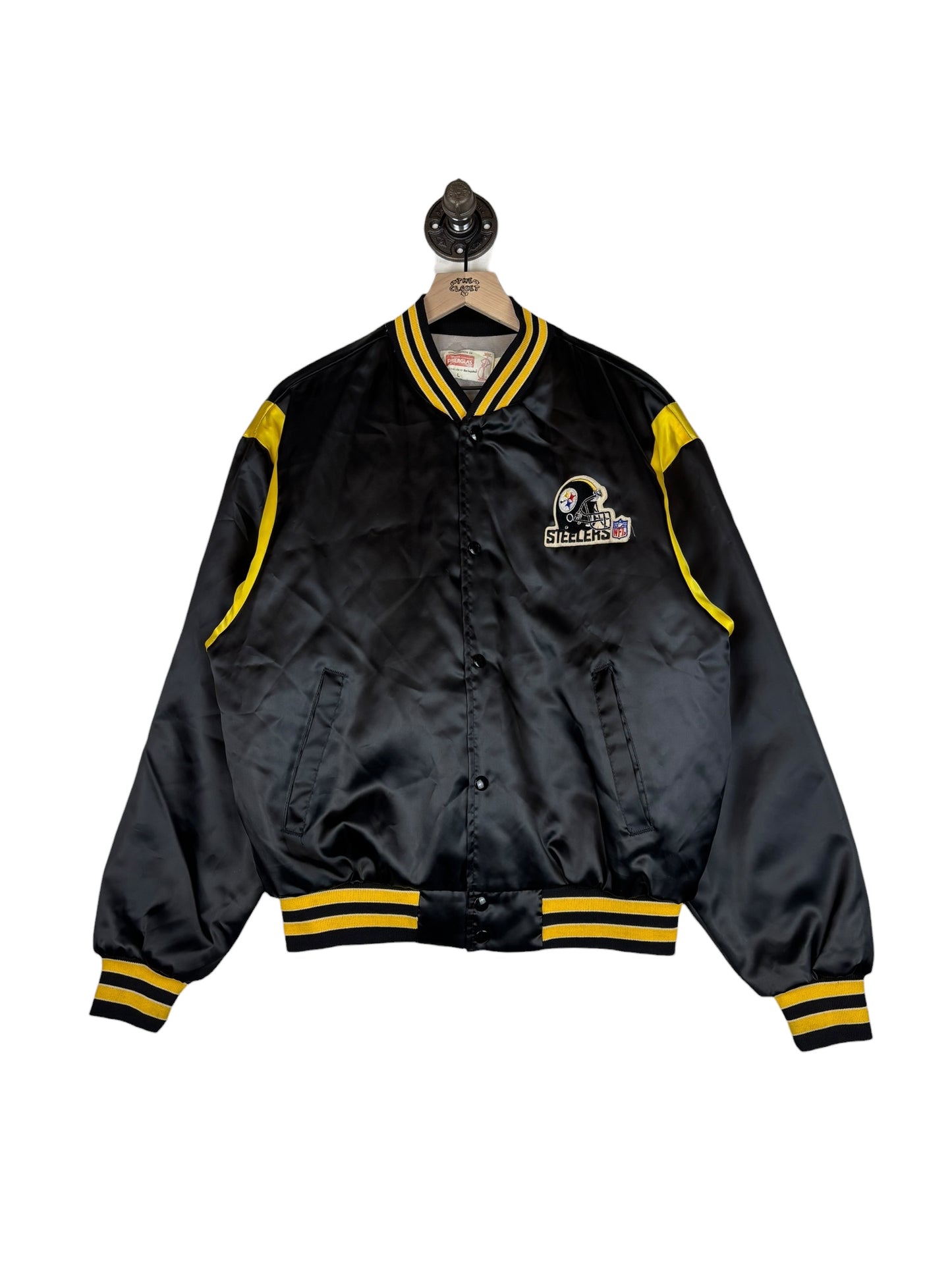 (L) Vintage 80s Steelers Satin Button Up Jacket