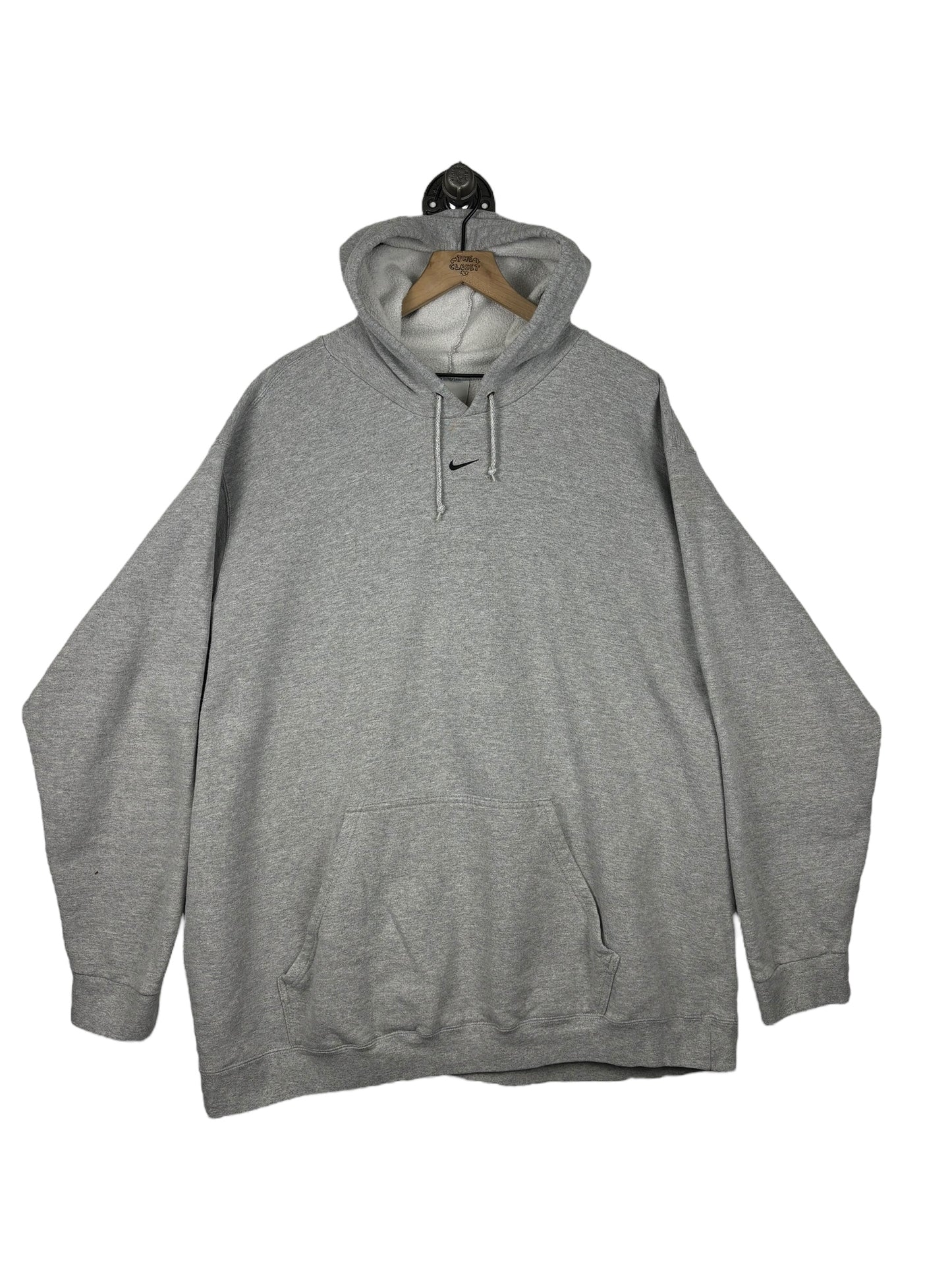 (3XL) Vintage Nike Grey Center Swoosh Hoodie