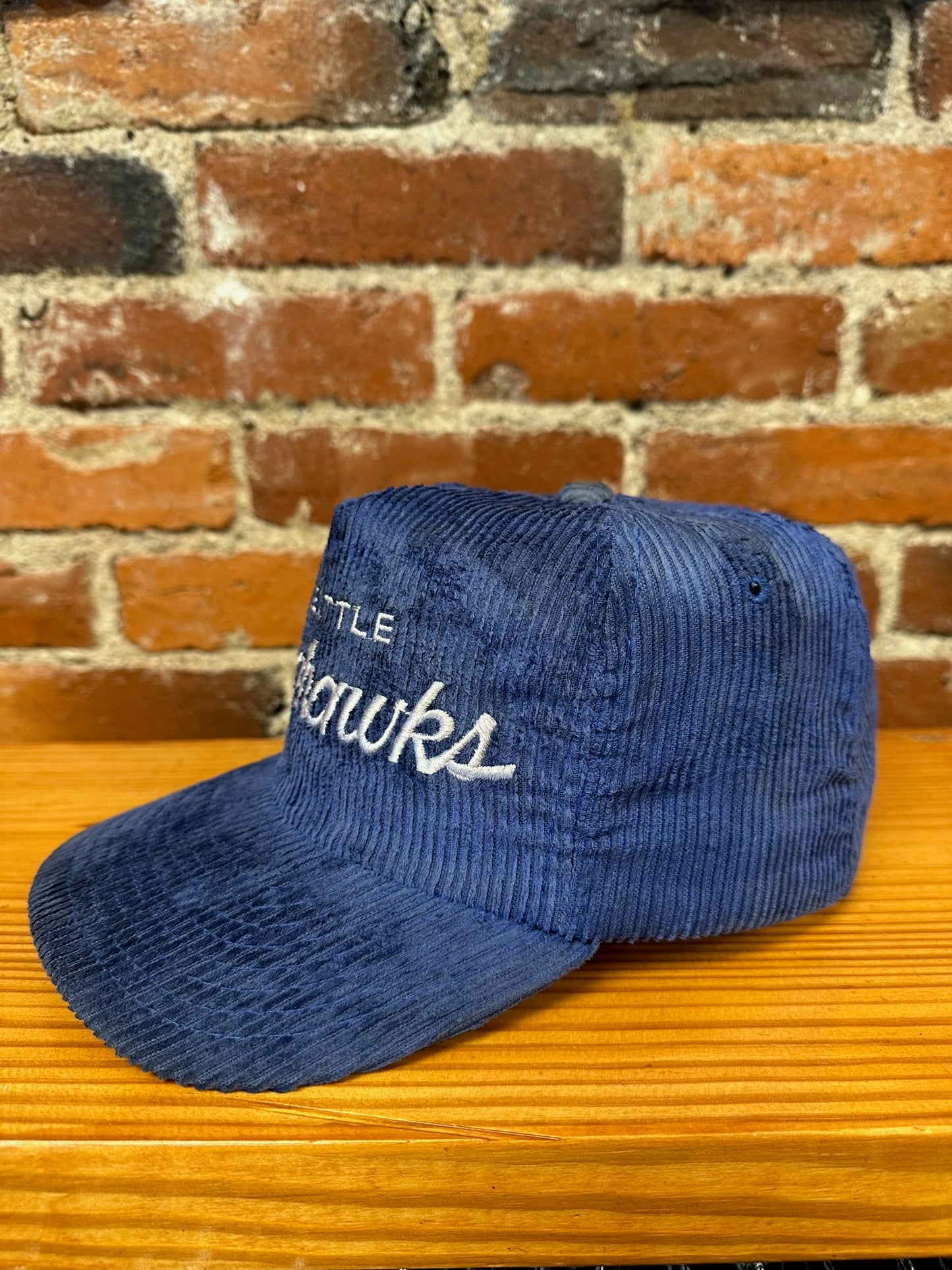 Vintage Seattle Seahawks Single Line Script Corduroy Hat